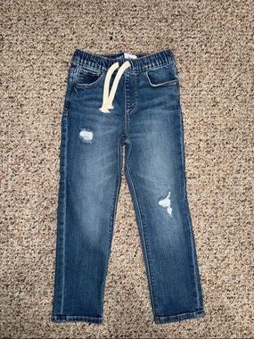 Kids Dark Blue Distressed Denim Jeans- 5T